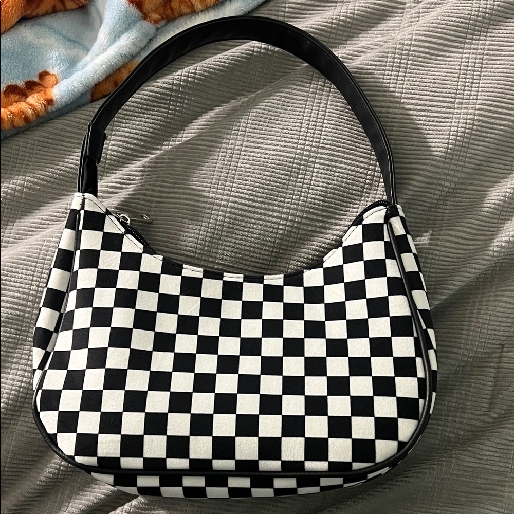 Stylish Black and White Checkered Women's Bag